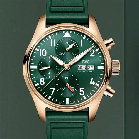 iwc green dial|iwc pilot chronograph 41 green.